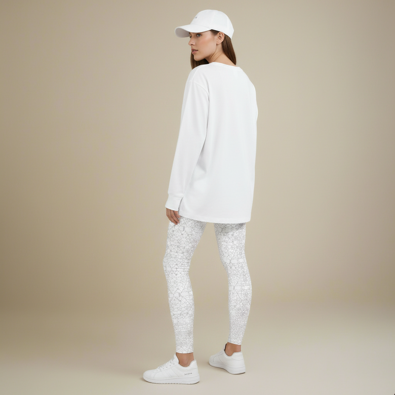 Leaf Light Brown & White Leggings