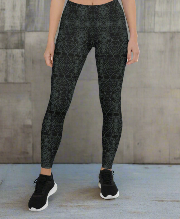 Leaf Grey & Black Leggings