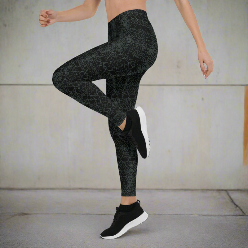 Leaf Grey & Black Leggings