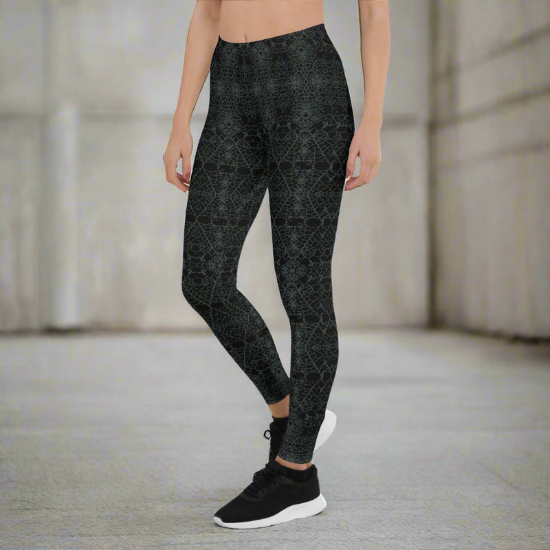 Leaf Grey & Black Leggings