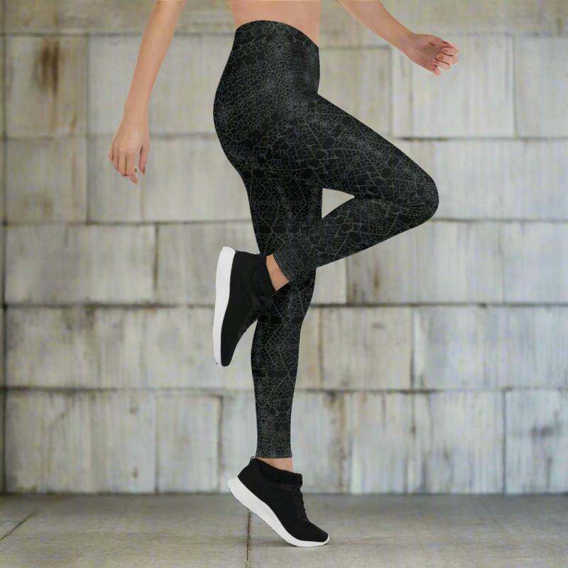 Leaf Grey & Black Leggings