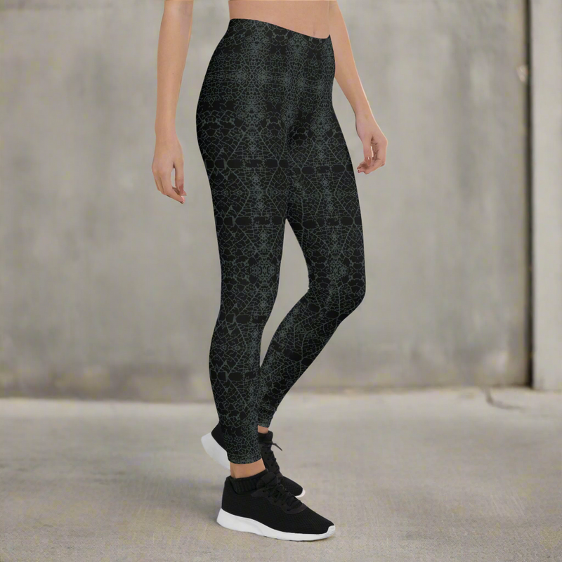 Leaf Grey & Black Leggings