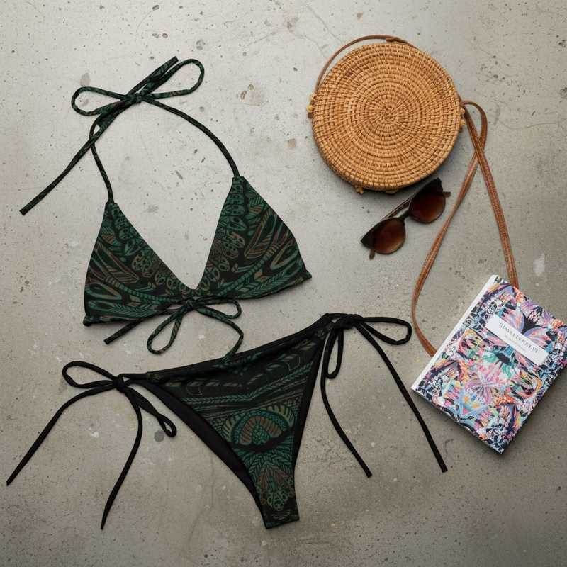 All-over print recycled string bikini