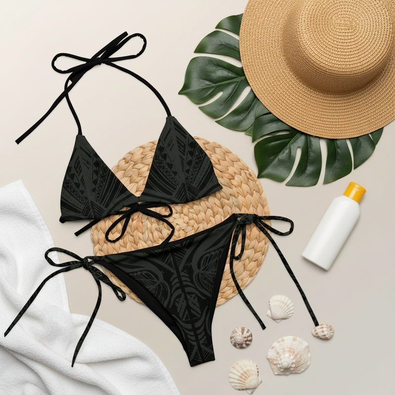 All-over print recycled string bikini