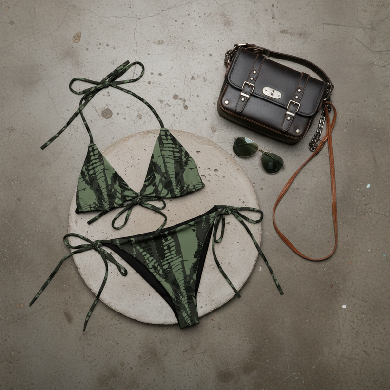 All-over print recycled string bikini