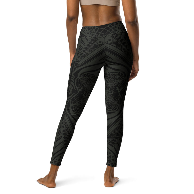 BLACK & KHAKI PAPILLON YOGA LEGGINGS