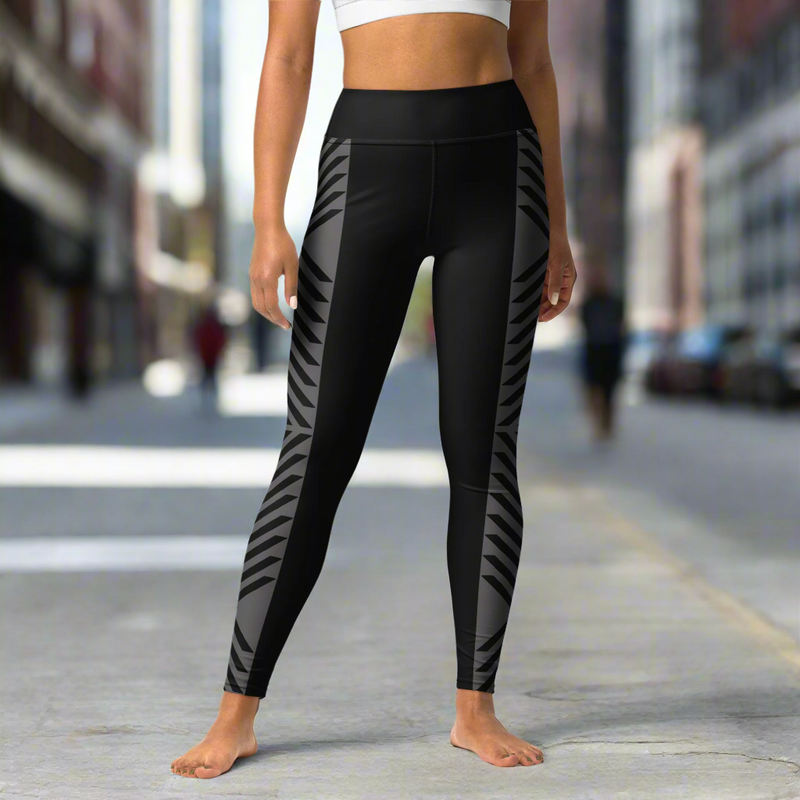 V Boho Black Yoga Leggings