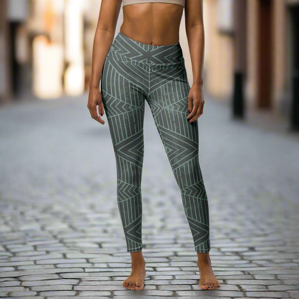 Stylish Grey Geometric GEO Yoga Leggings