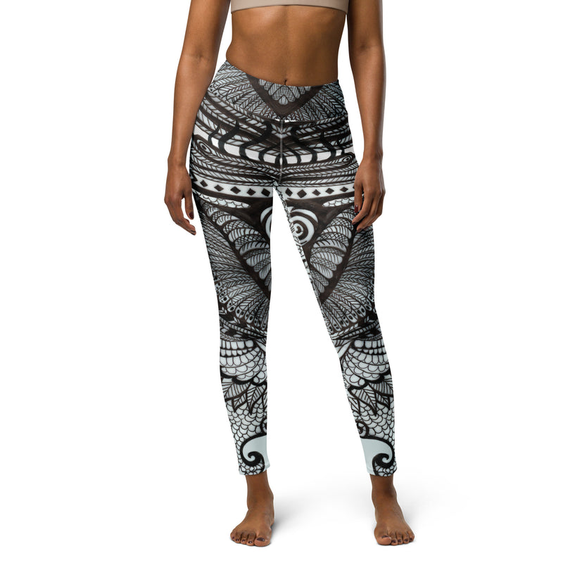 Black & White Peacock Yoga Leggings