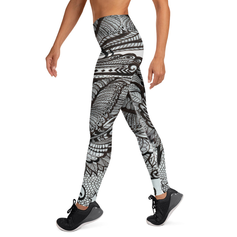 Black & White Peacock Yoga Leggings