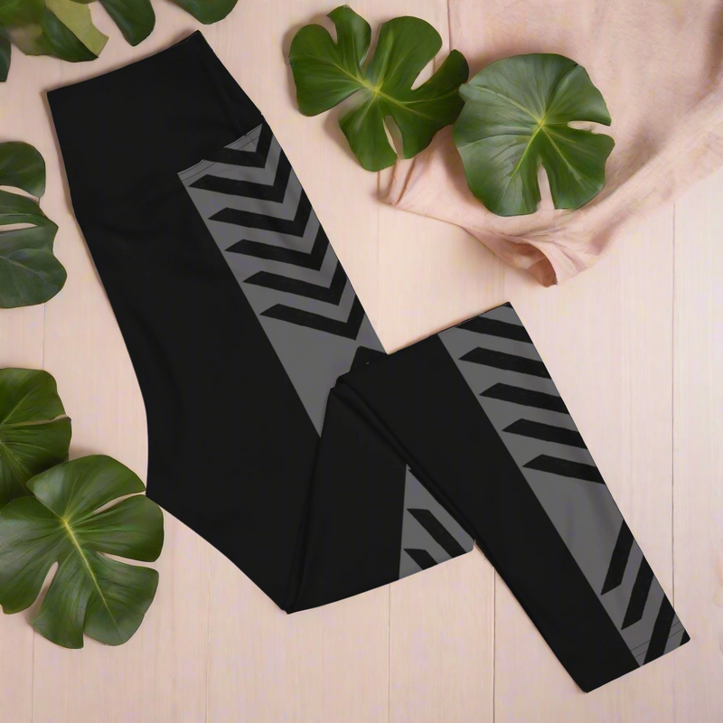 V Boho Black Yoga Leggings