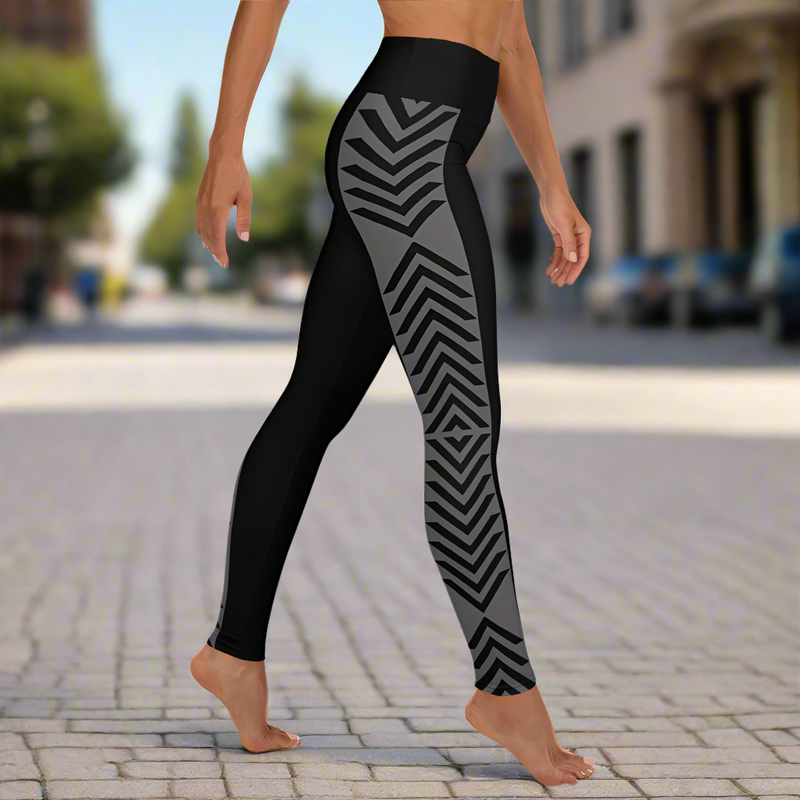 V Boho Black Yoga Leggings