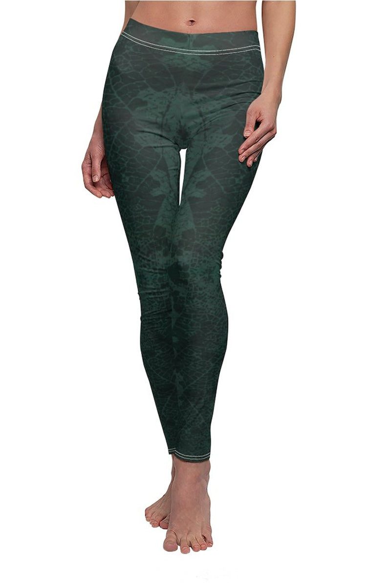 HIGH WAISTED GAYA Leggings Turquoise LEAF design