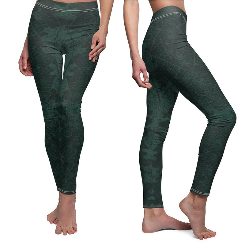 HIGH WAISTED GAYA Leggings Turquoise LEAF design