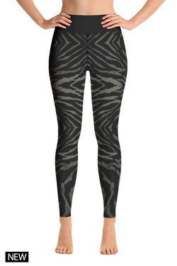 KHAKI BLACK ZEBRA Yoga Leggings