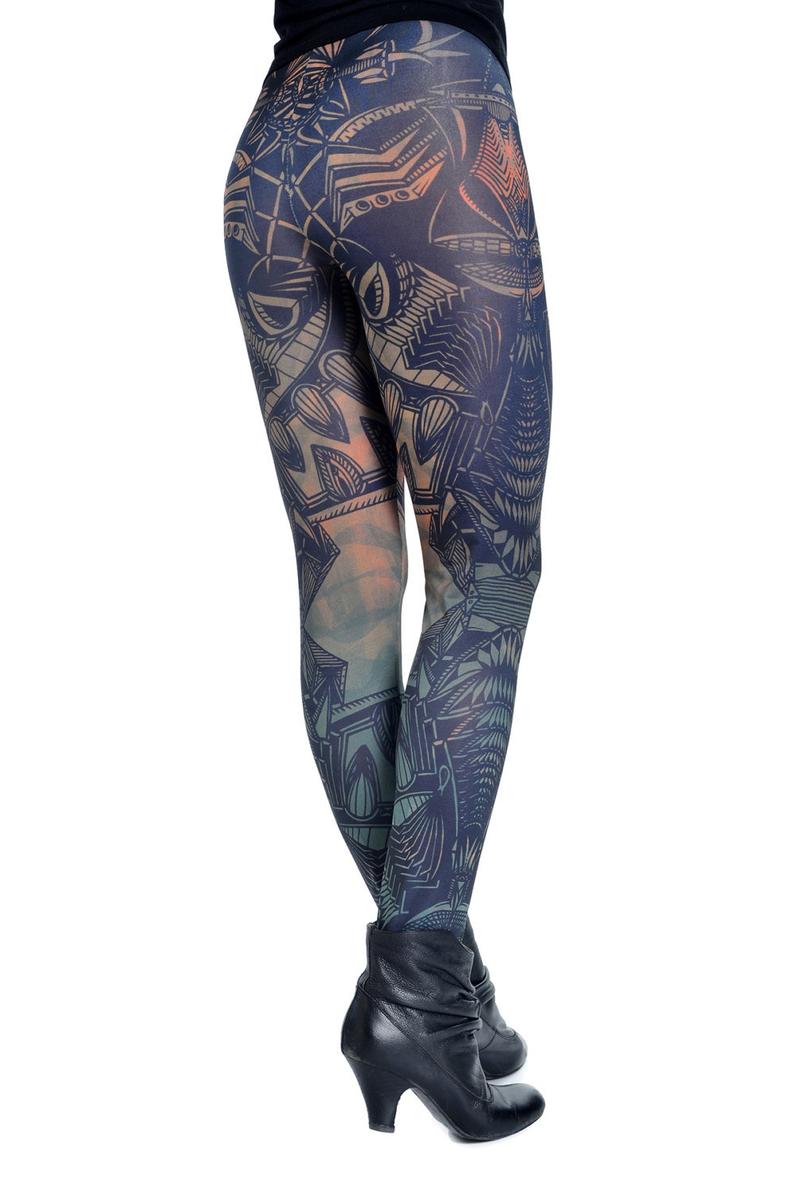 PRINTED HIGH WAISTED CARETA steampank LEGGINGS