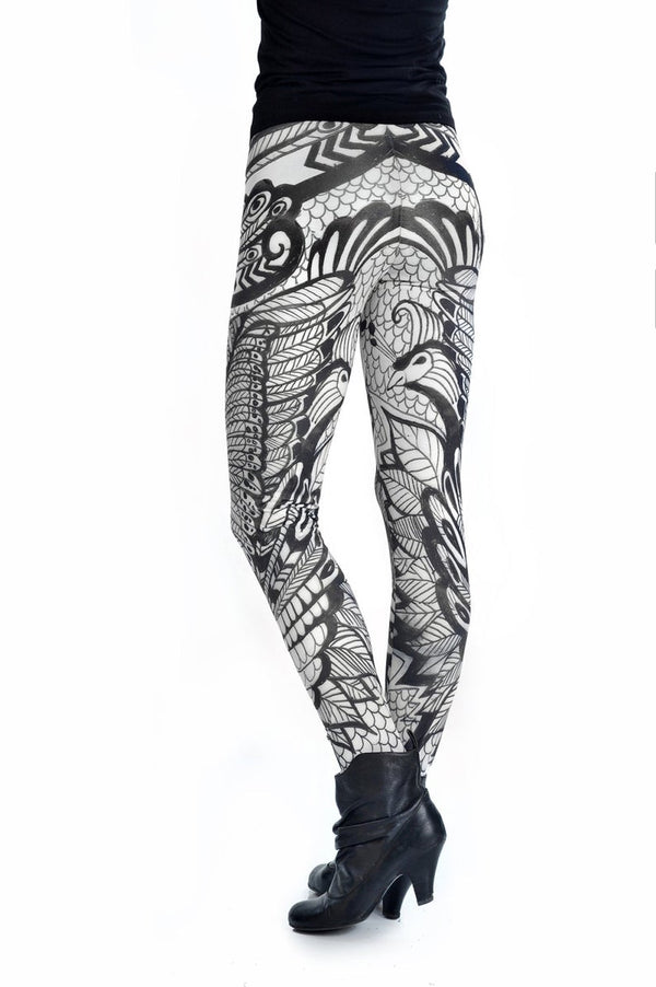 PRINTED HIGH WAISTED CARETA peacock LEGGINGS