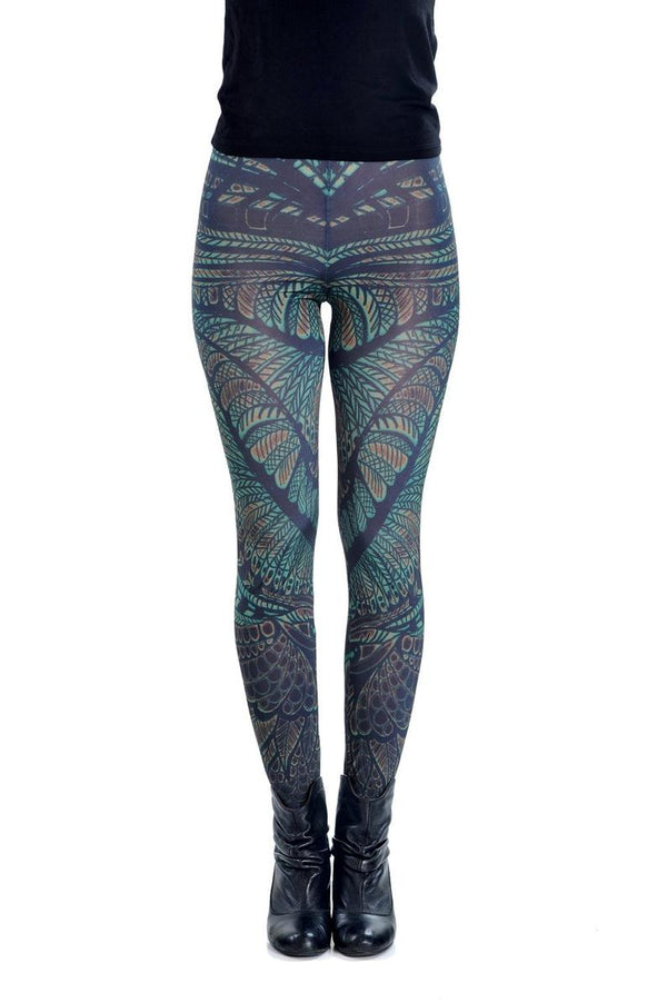 PRINTED HIGH WAISTED CARETA peacock LEGGINGS