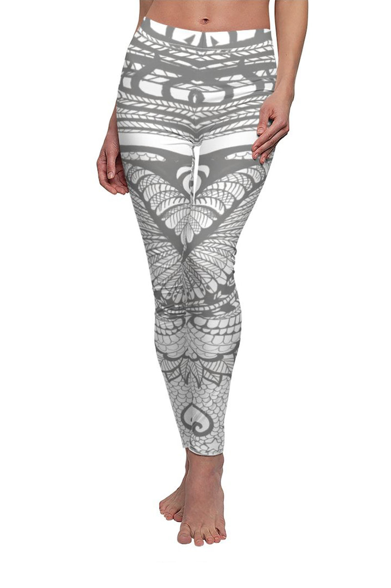 BOHO WHITE PEACOCK HIGH WAISTED GAYA LEGGINGS