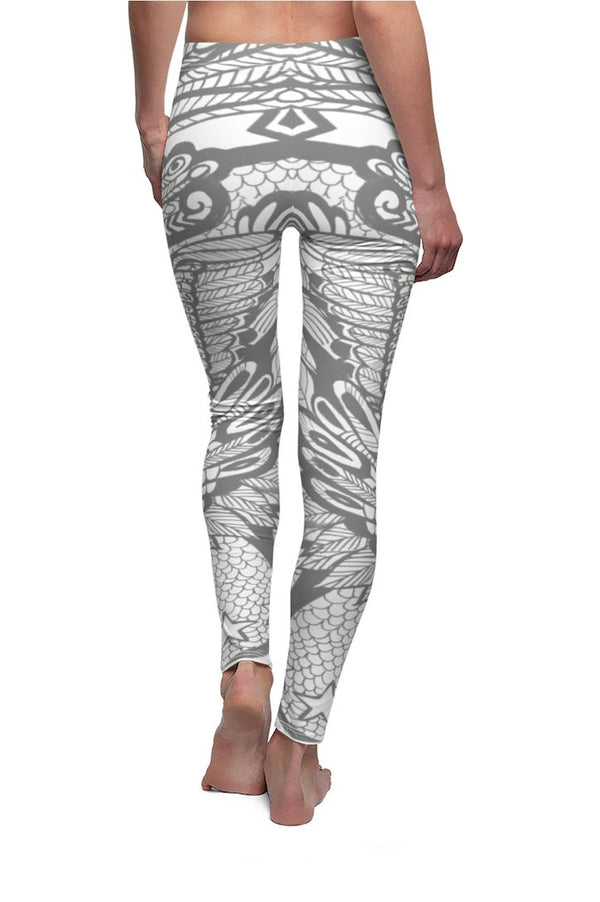 BOHO WHITE PEACOCK HIGH WAISTED GAYA LEGGINGS