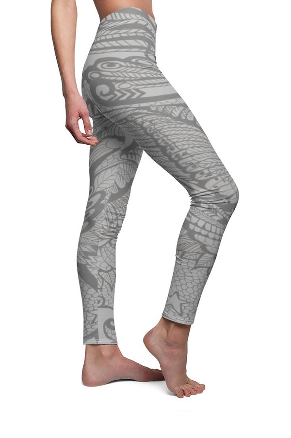 BOHO GREY PEACOCK HIGH WAISTED GAYA LEGGINGS