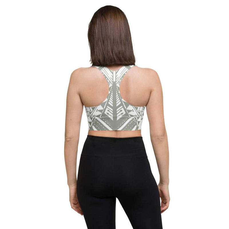 White & Khaki Butterfly Yoga Top