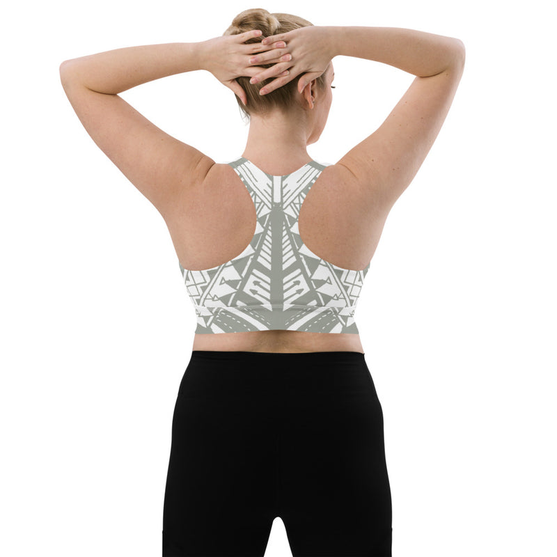 White & Khaki Butterfly Yoga Top