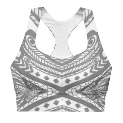 White & Grey Peacock Sports Bra