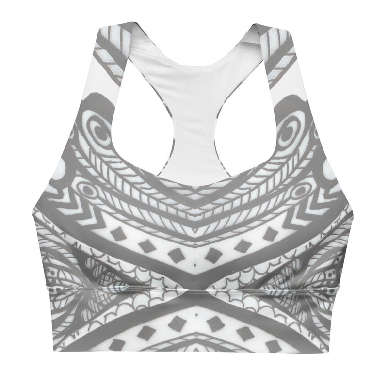 White & Grey Peacock Sports Bra