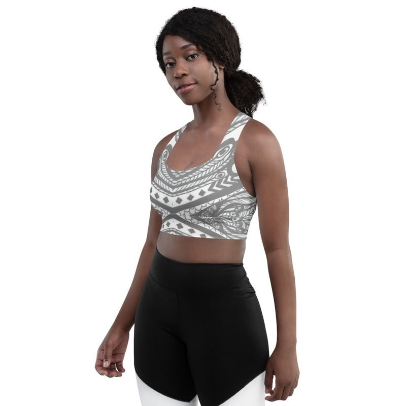 White & Grey Peacock Sports Bra