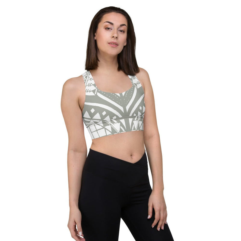 White & Khaki Butterfly Yoga Top