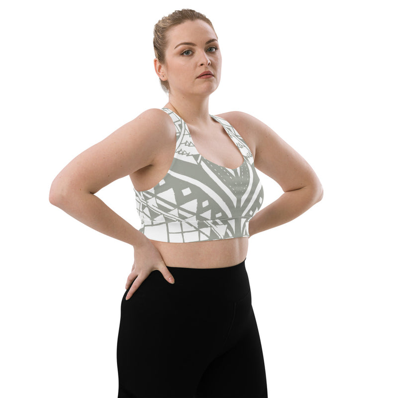 White & Khaki Butterfly Yoga Top