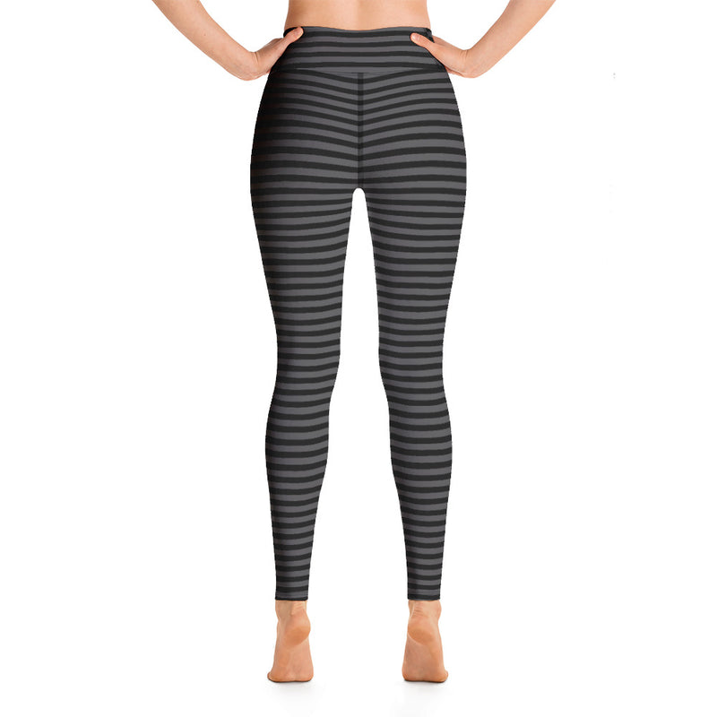 BLACK & GREY STRIPES YOGA LEGGINGS