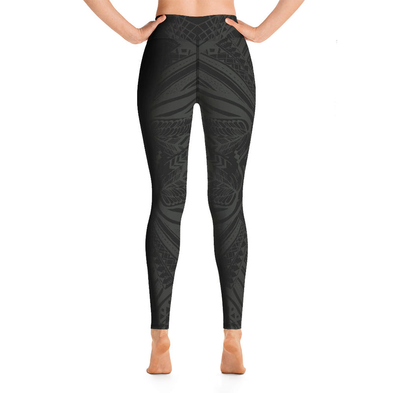 BLACK & KHAKI PAPILLON YOGA LEGGINGS