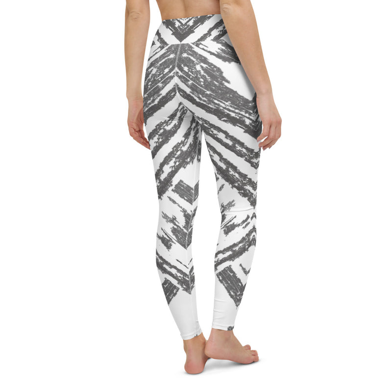 White Abstract V Yoga Leggings