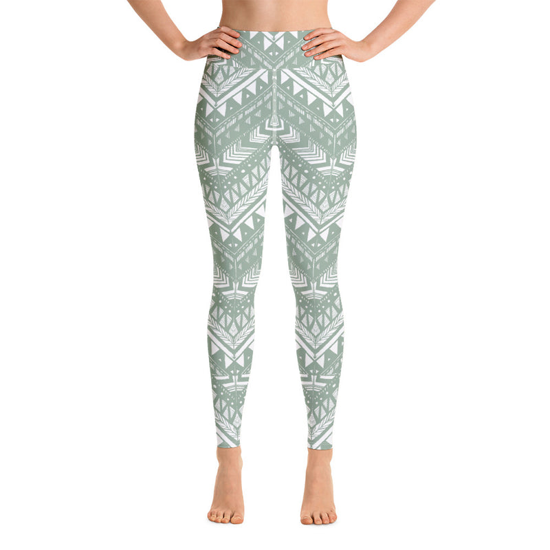 Light Khaki Tribal tattoo Yoga Leggings