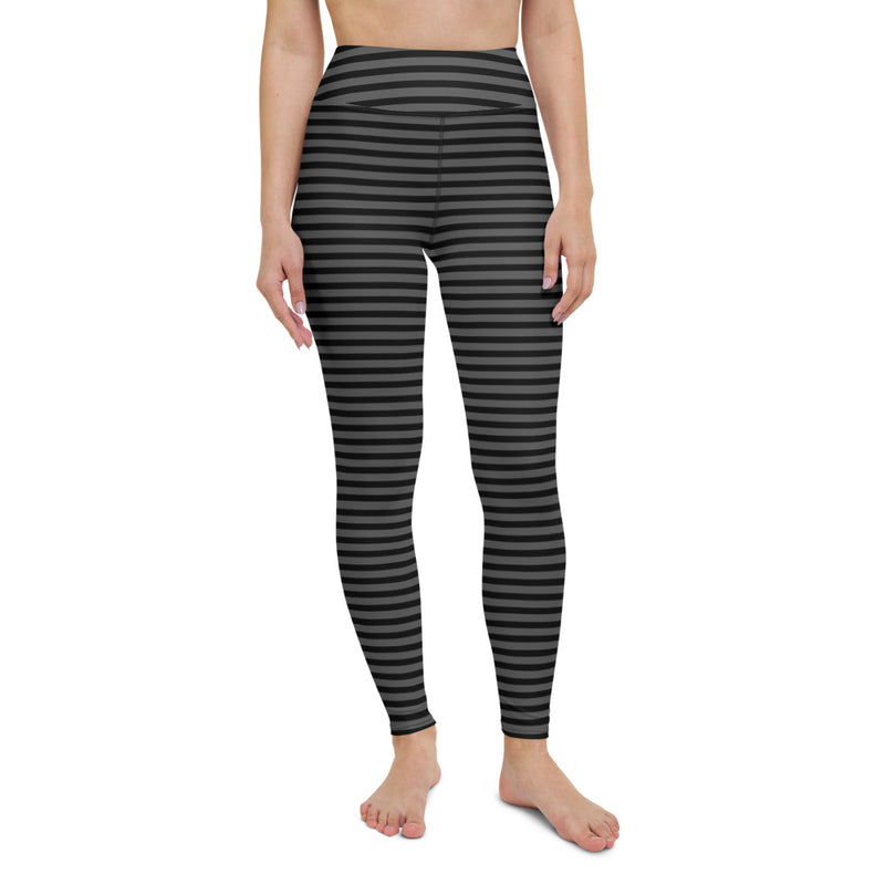 BLACK & GREY STRIPES YOGA LEGGINGS