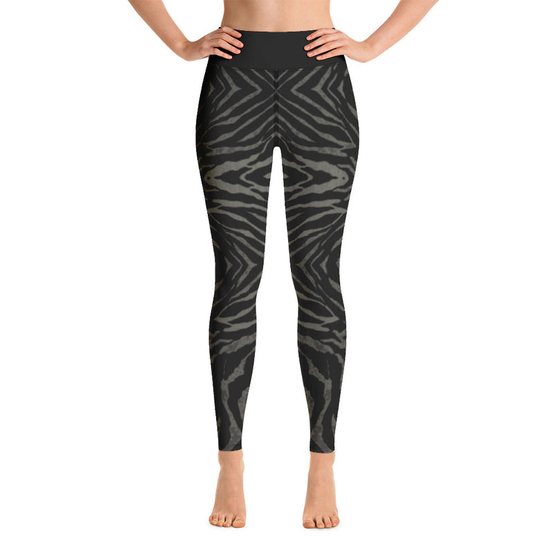 KHAKI BLACK ZEBRA Yoga Leggings