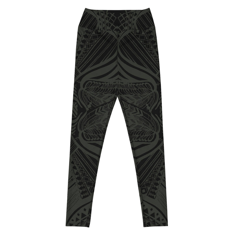 BLACK & KHAKI PAPILLON YOGA LEGGINGS