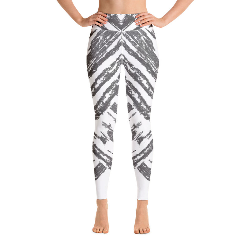 White Abstract V Yoga Leggings