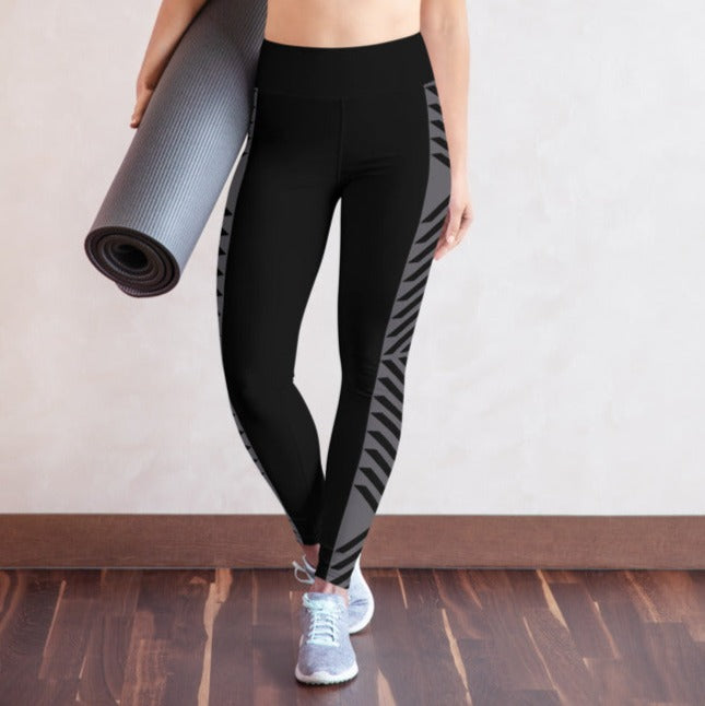 V Boho Black Yoga Leggings