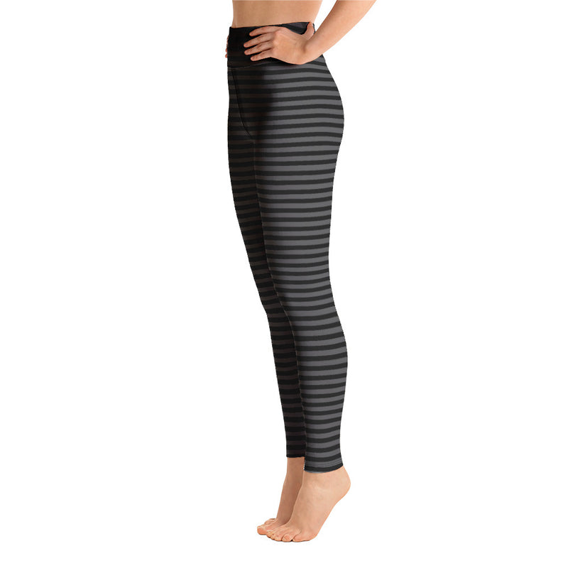 BLACK & GREY STRIPES YOGA LEGGINGS