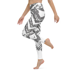 White Abstract V Yoga Leggings