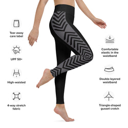 V Boho Black Yoga Leggings