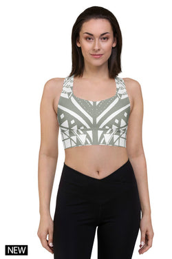 White & Khaki Butterfly Yoga Top